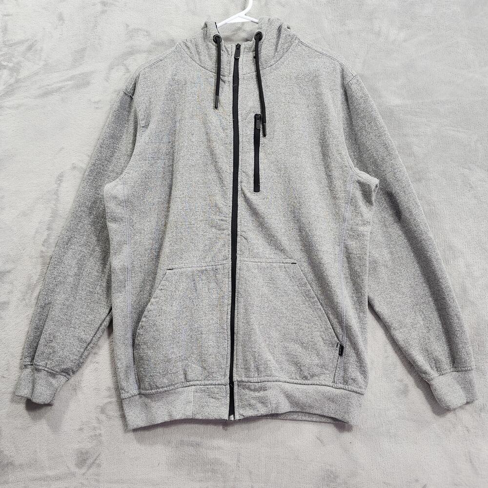 CSG Hoodie Mens L Gray Full Zip Fleece Kangaroo Pocket Athletic Sweatshirt